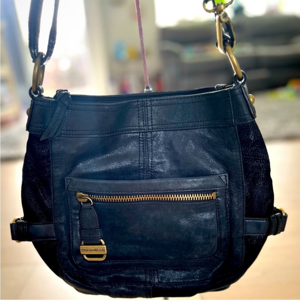 Tignanello Black Leather Crossbody Bag Black Leather Hobo Bag Purses